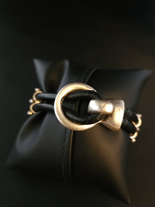 Leather Bracelet - Horse on Blue