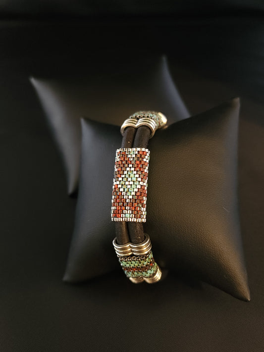 Leather Bracelet - Wings Picasso Red