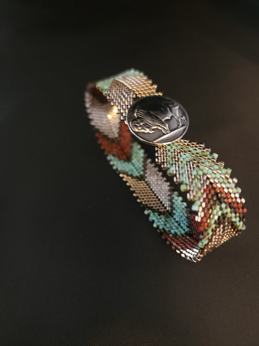 Feather Bracelet - Picasso Turquoise & Red
