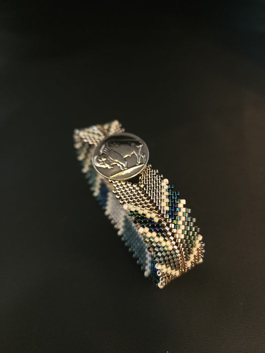 Feather Bracelet - Satin Blue & Metallic Blue