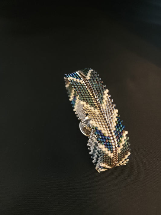 Feather Bracelet - Satin Blue & Metallic Blue