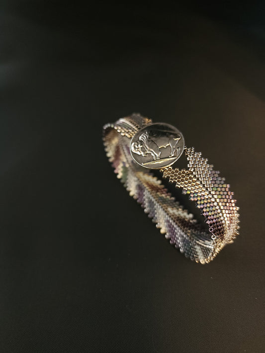 Feather Bracelet - Variegated Purple & Metallic Purple