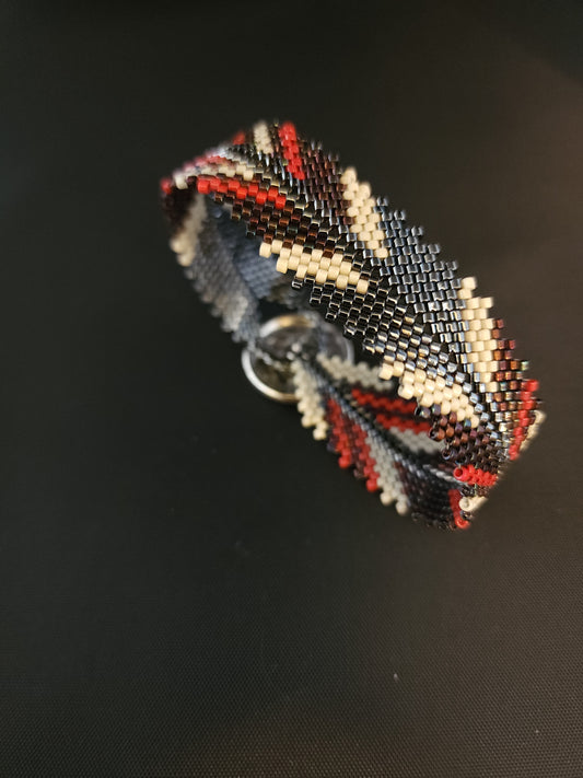 Feather Bracelet - Red & Metallic Red