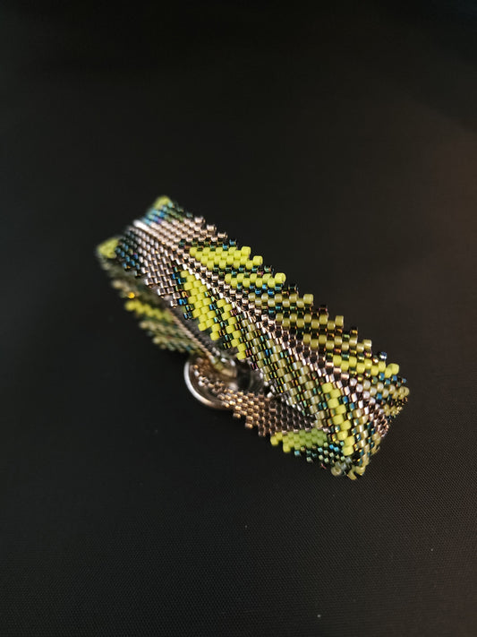 Feather Bracelet - Chartreuse Green & Metallic Green
