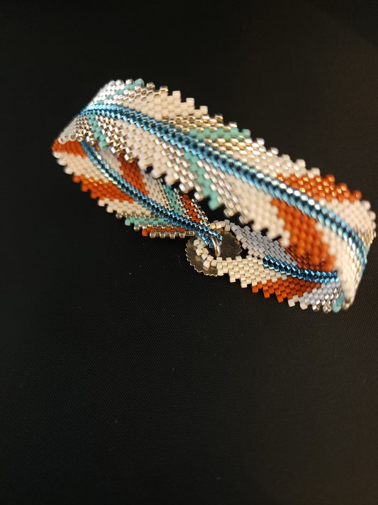 Feather Bracelet - Rust & Turquoise