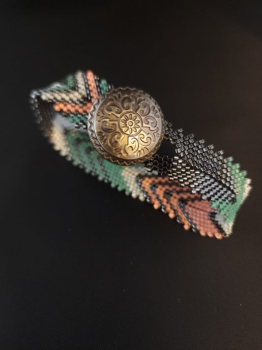 Feather Bracelet - Peach & Turquoise