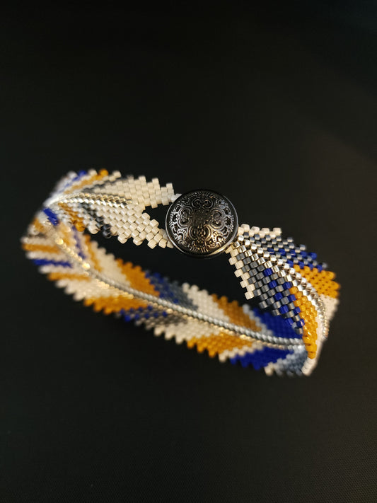 Feather Bracelet - Gold & Bright Blue