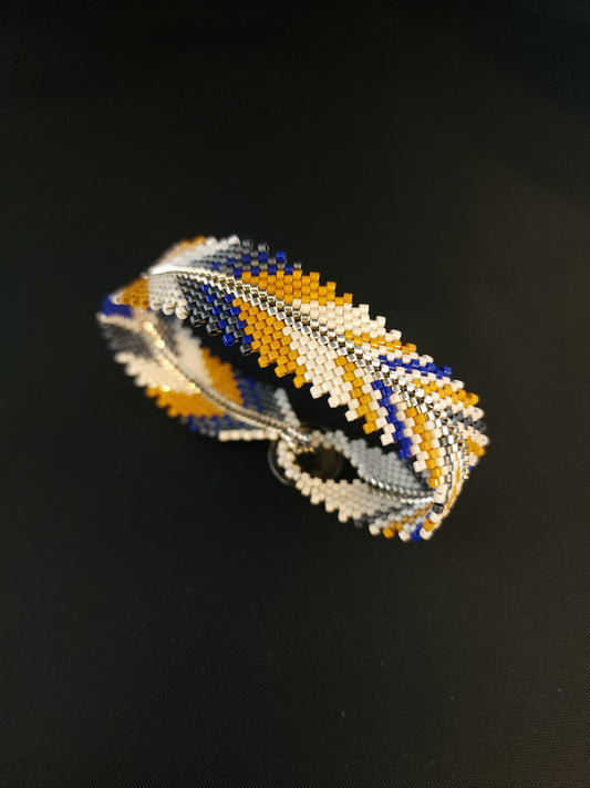 Feather Bracelet - Gold & Bright Blue