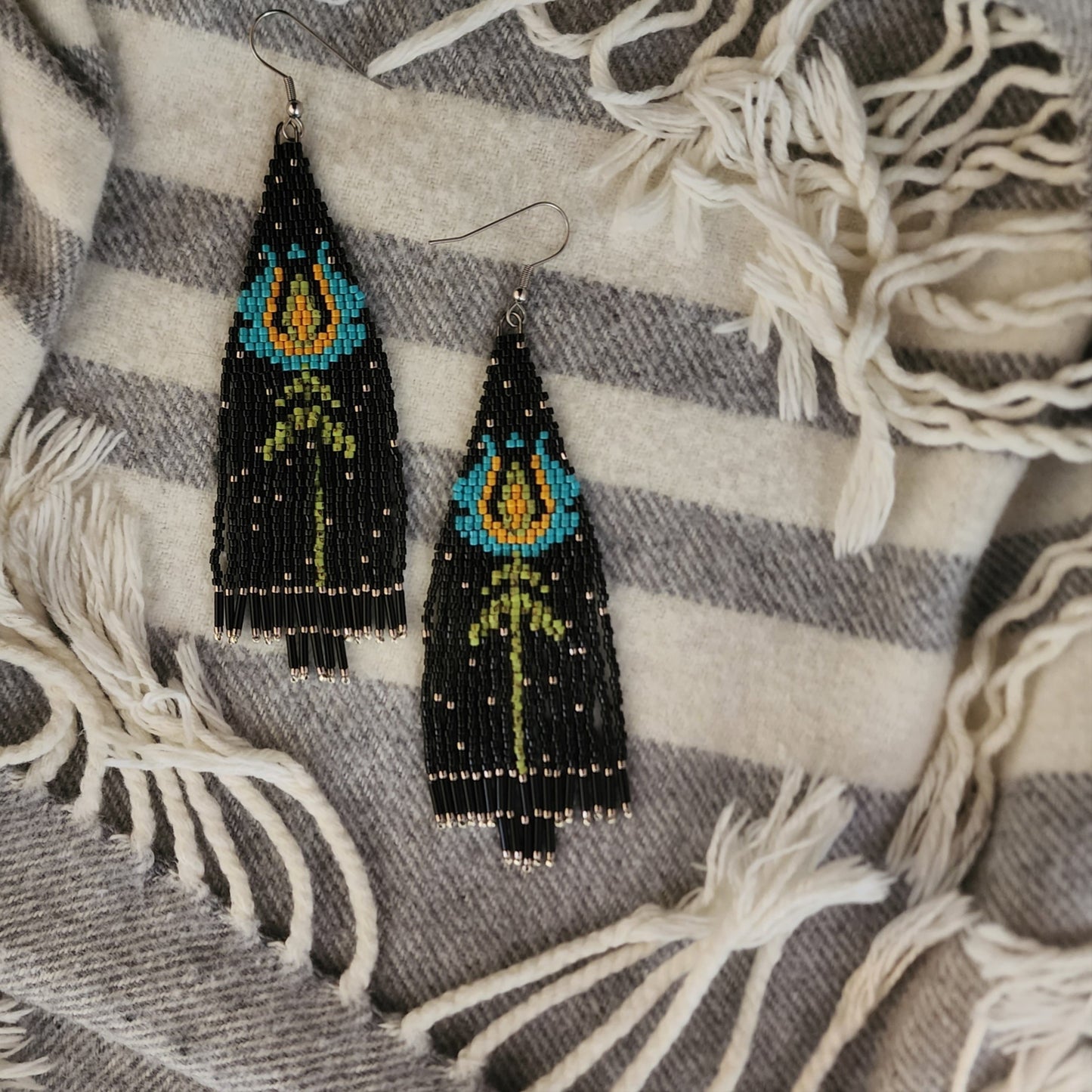 Turquoise Tulip on Black