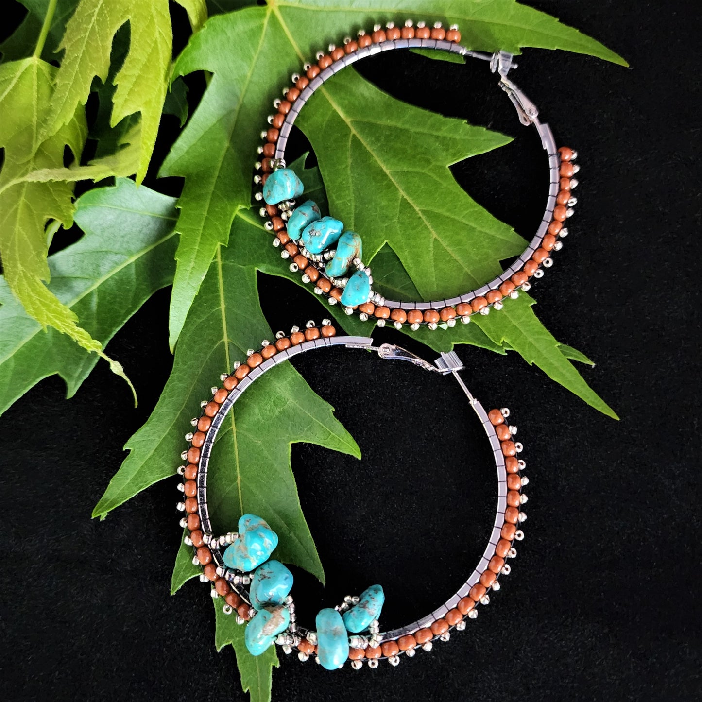 2" Hoops with Turquoise Nuggets