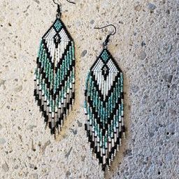 Turquoise & Pearl White Chevrons