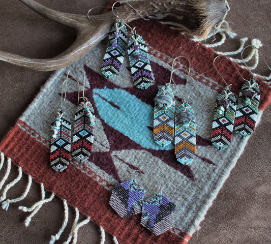 Turquoise & Purple Feather w/Amethyst & Turquoise Beads