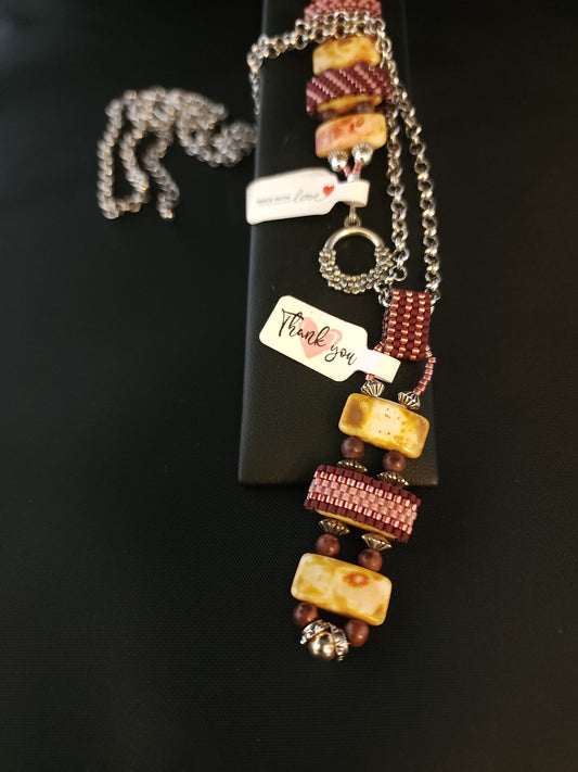 Carrier Bracelet & Necklace - Burgundy & Pink