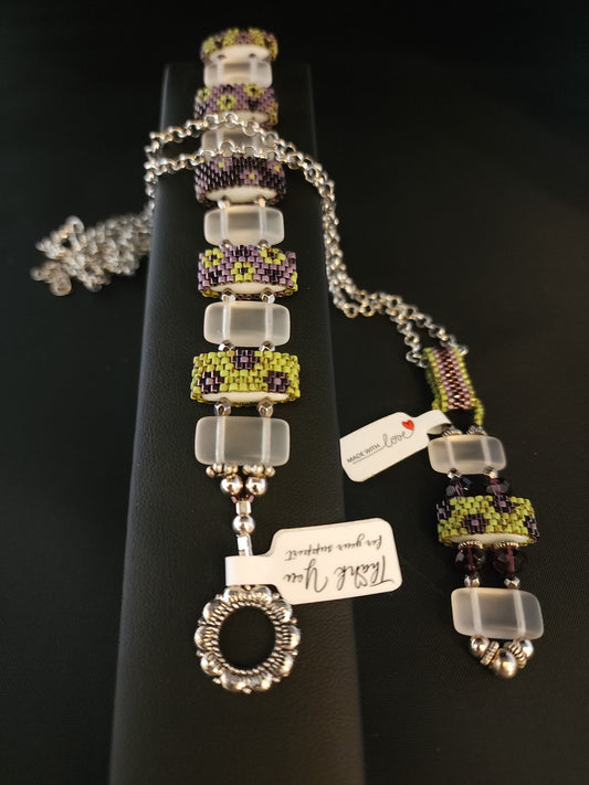 Carrier Bracelet & Necklace - Purple & Chartreuse