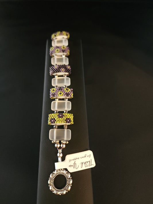 Carrier Bracelet & Necklace - Purple & Chartreuse