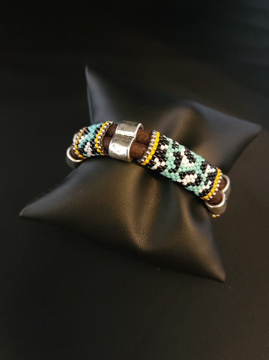 Leather Bracelet - Turquoise Cow Hide