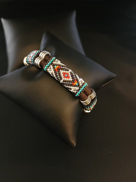 Leather Bracelet - Abstract Diamond