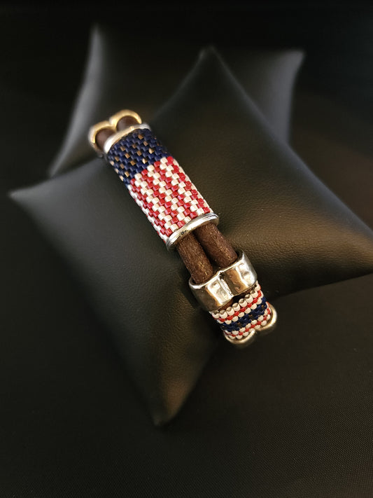 Leather Bracelet - Flag