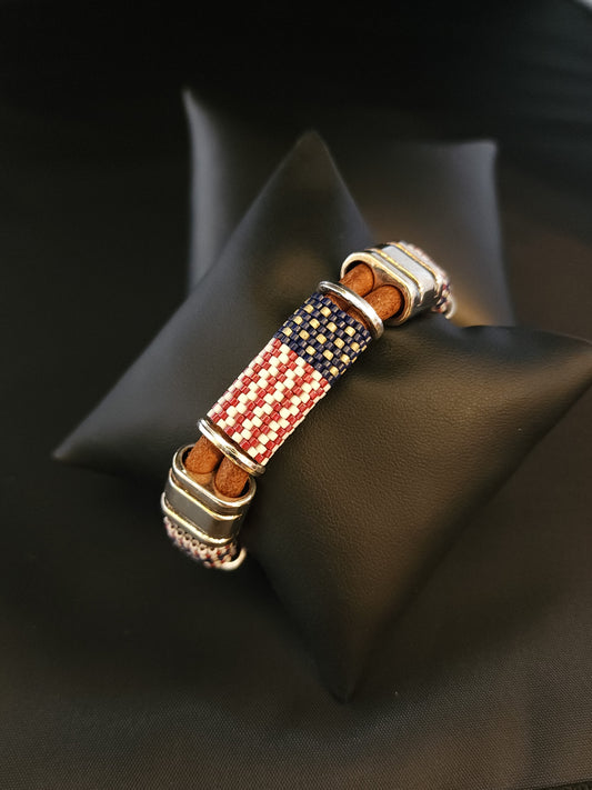 Leather Bracelet - Flag