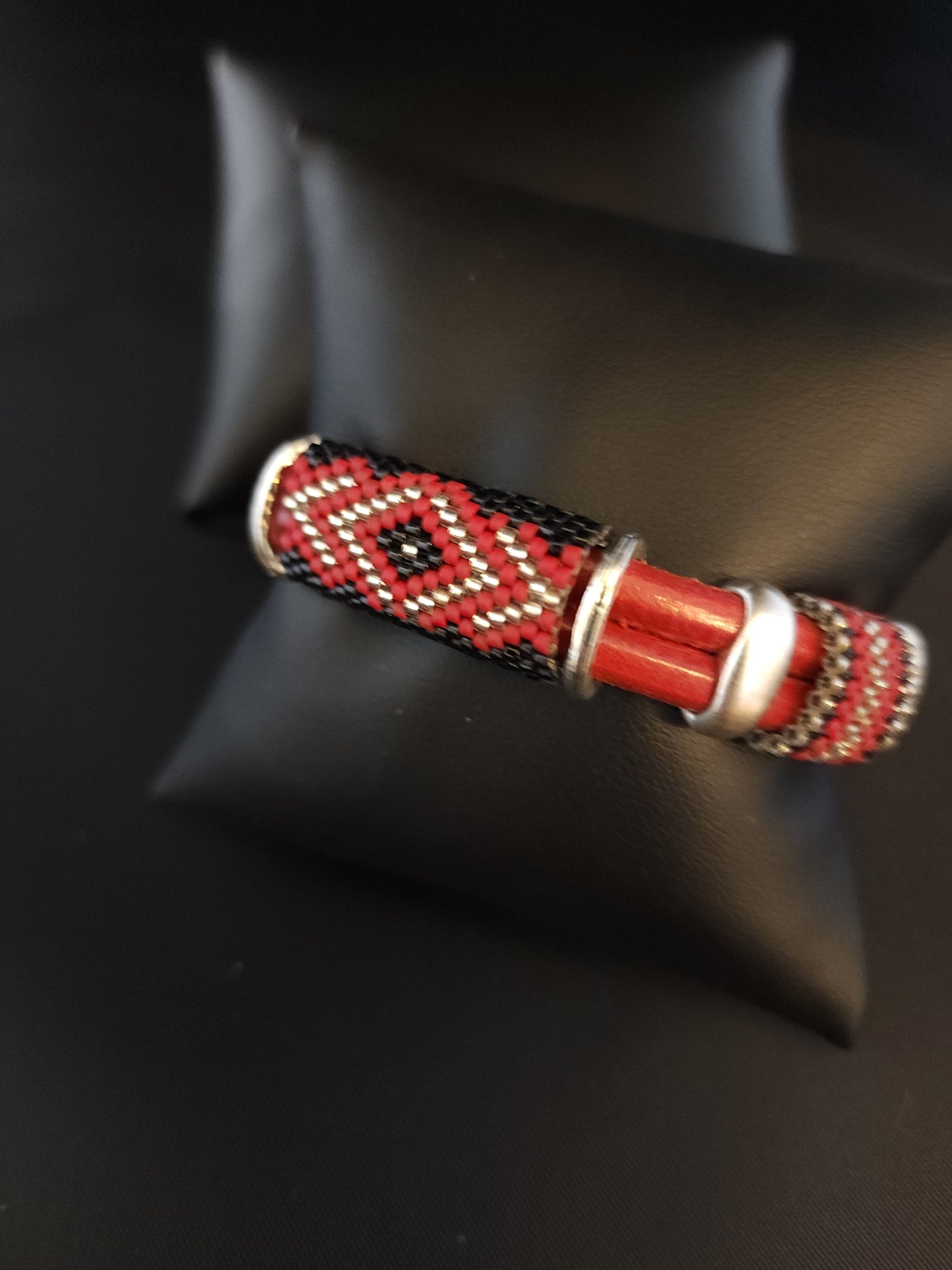 Leather Bracelet - Abstract Diamond