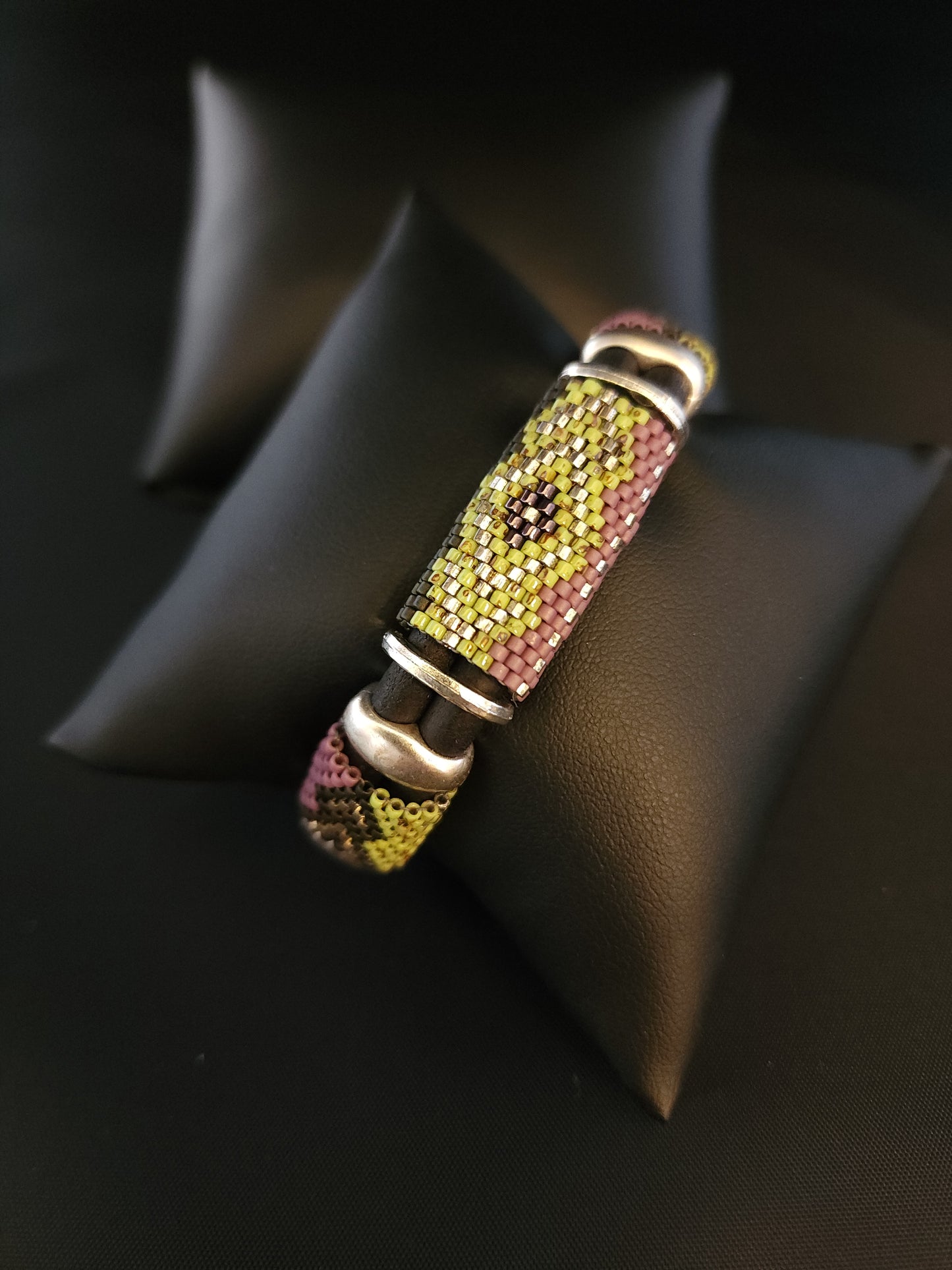 Leather Bracelet - Abstract Diamond
