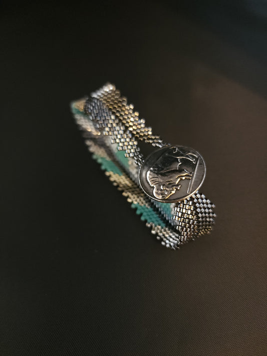 Feather Bracelet - Silver & Turquoise