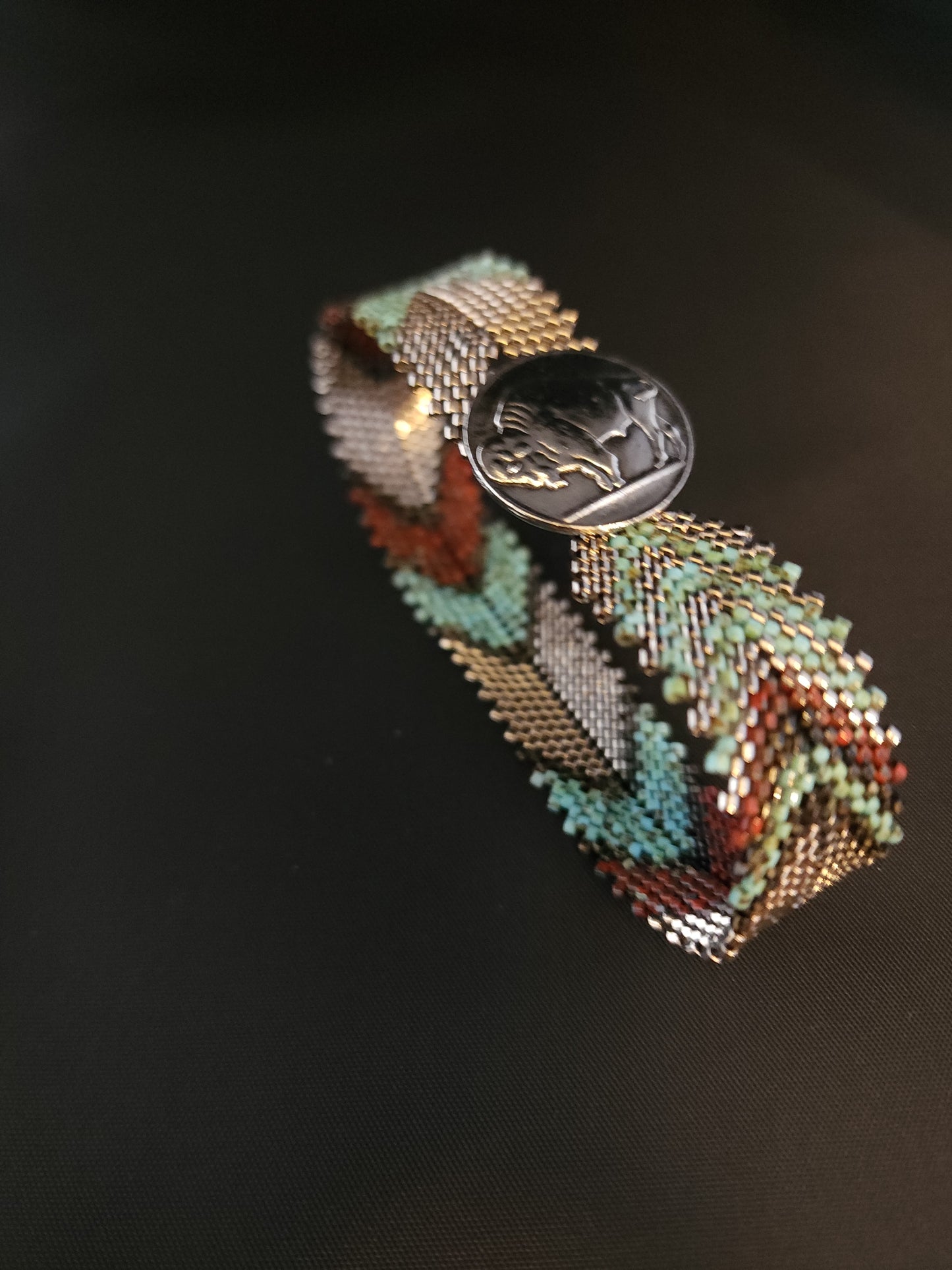 Feather Bracelet - Picasso Turquoise & Red