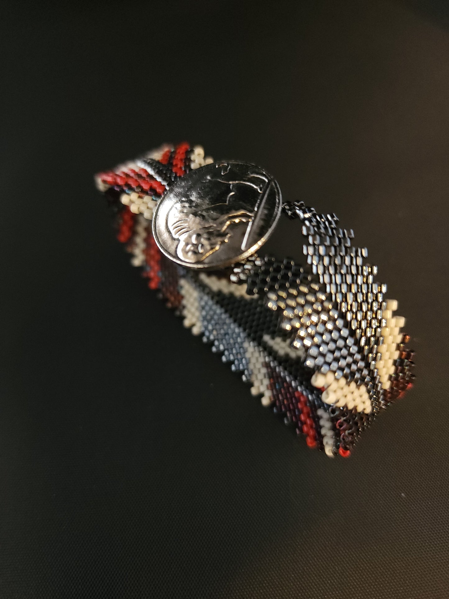Feather Bracelet - Red & Metallic Red