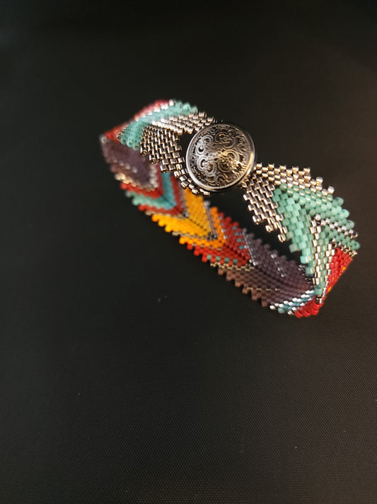 Feather Bracelet - Silver Mexican Serape