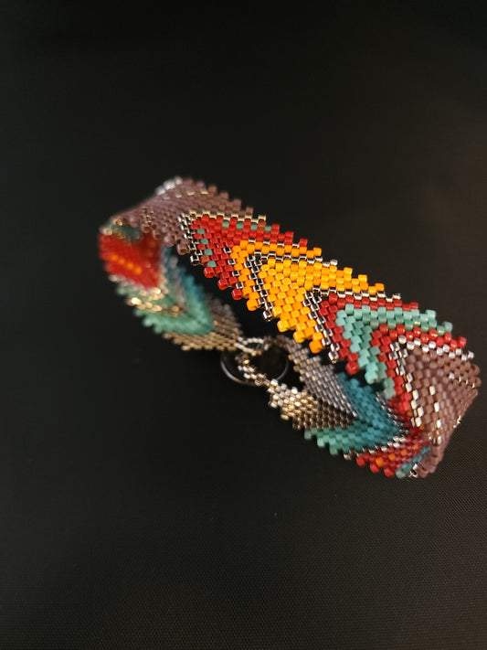Feather Bracelet - Silver Mexican Serape