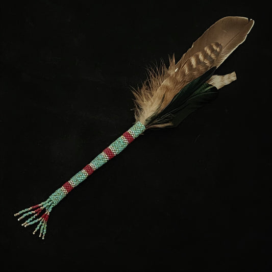 Feather Holder - Turquoise Stripe