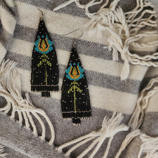 Turquoise Tulip on Black