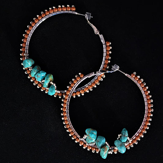2" Hoops with Turquoise Nuggets