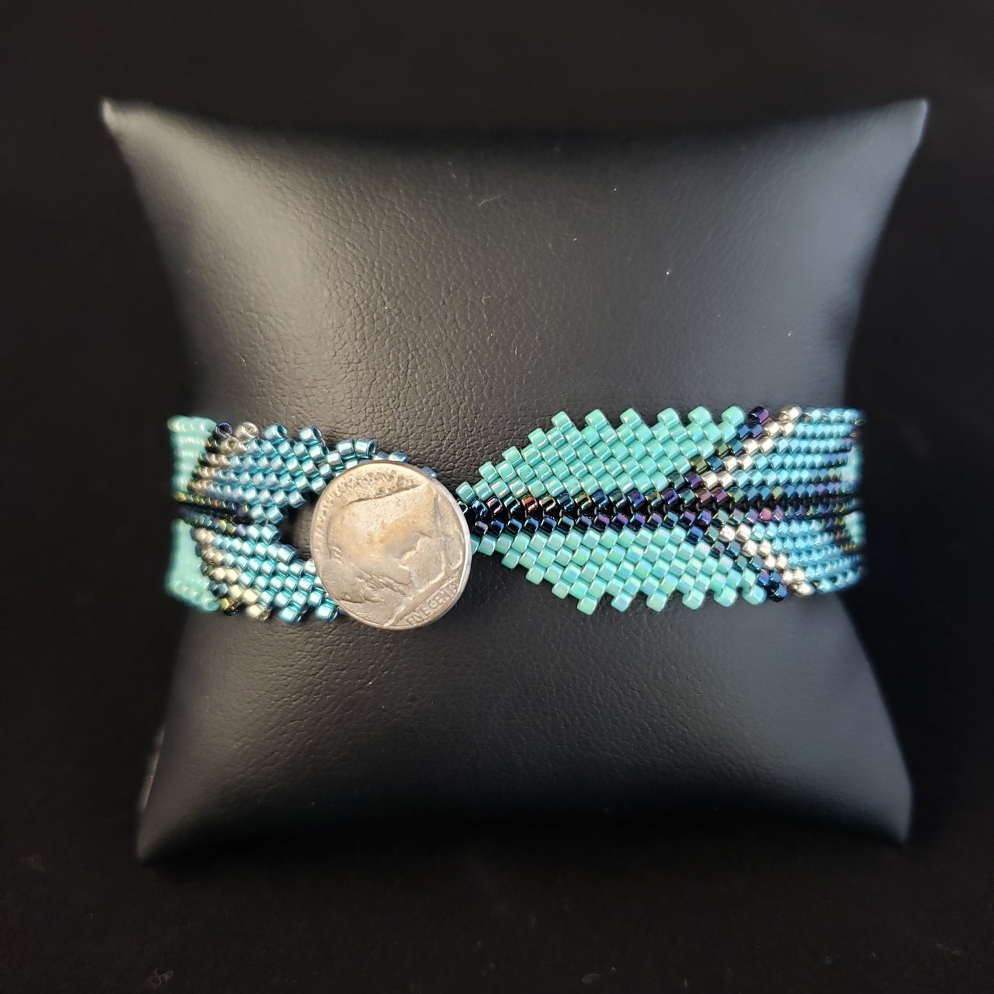 Turquoise & Metallic Feather