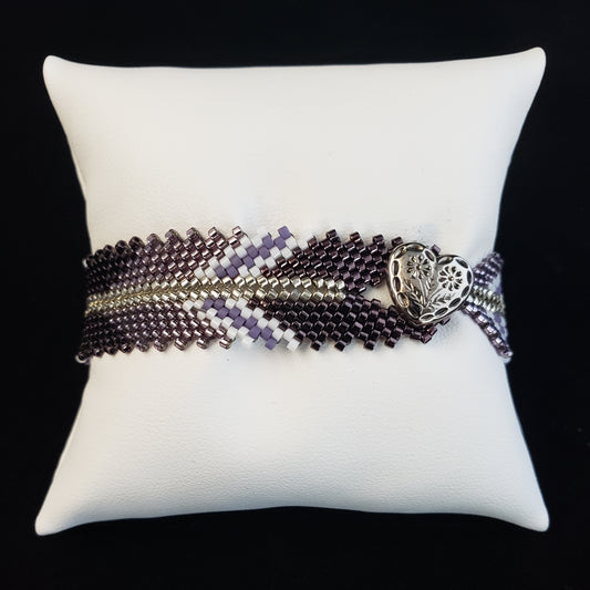 Purple Metallic & Heart Feather
