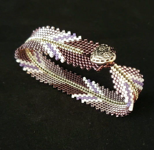 Purple Metallic & Heart Feather