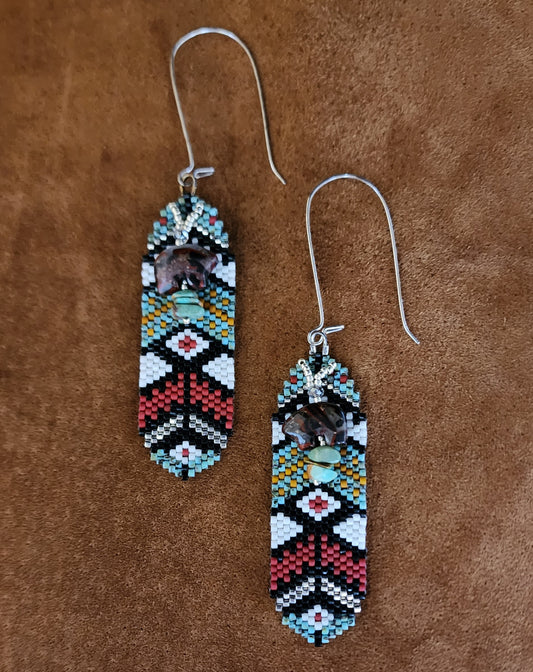 Turquoise & Red Feather w/ Jasper Spirit Bears