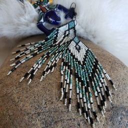 Turquoise & Pearl White Chevrons